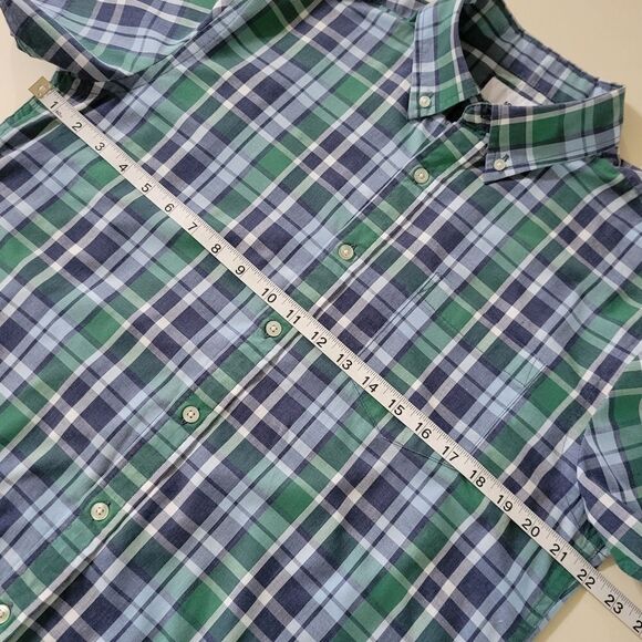 Sonoma Goods For Life® Men's Blue Green Plaid Button-down Short Sleeve Shirt - Picture 4 of 13